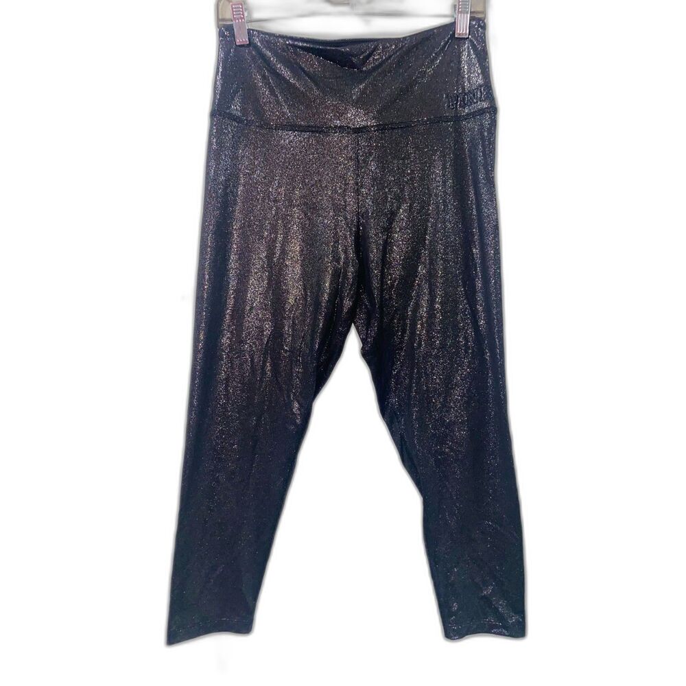 PINK Victoria’s Secret Ultimate Black Glitter Shimmer High Rise Leggings Large